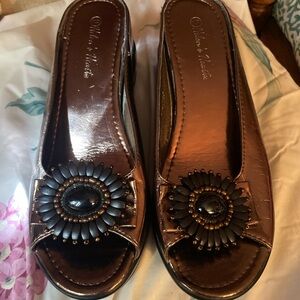 Chic Bronze Open-Toe Platform Shoes NWOB